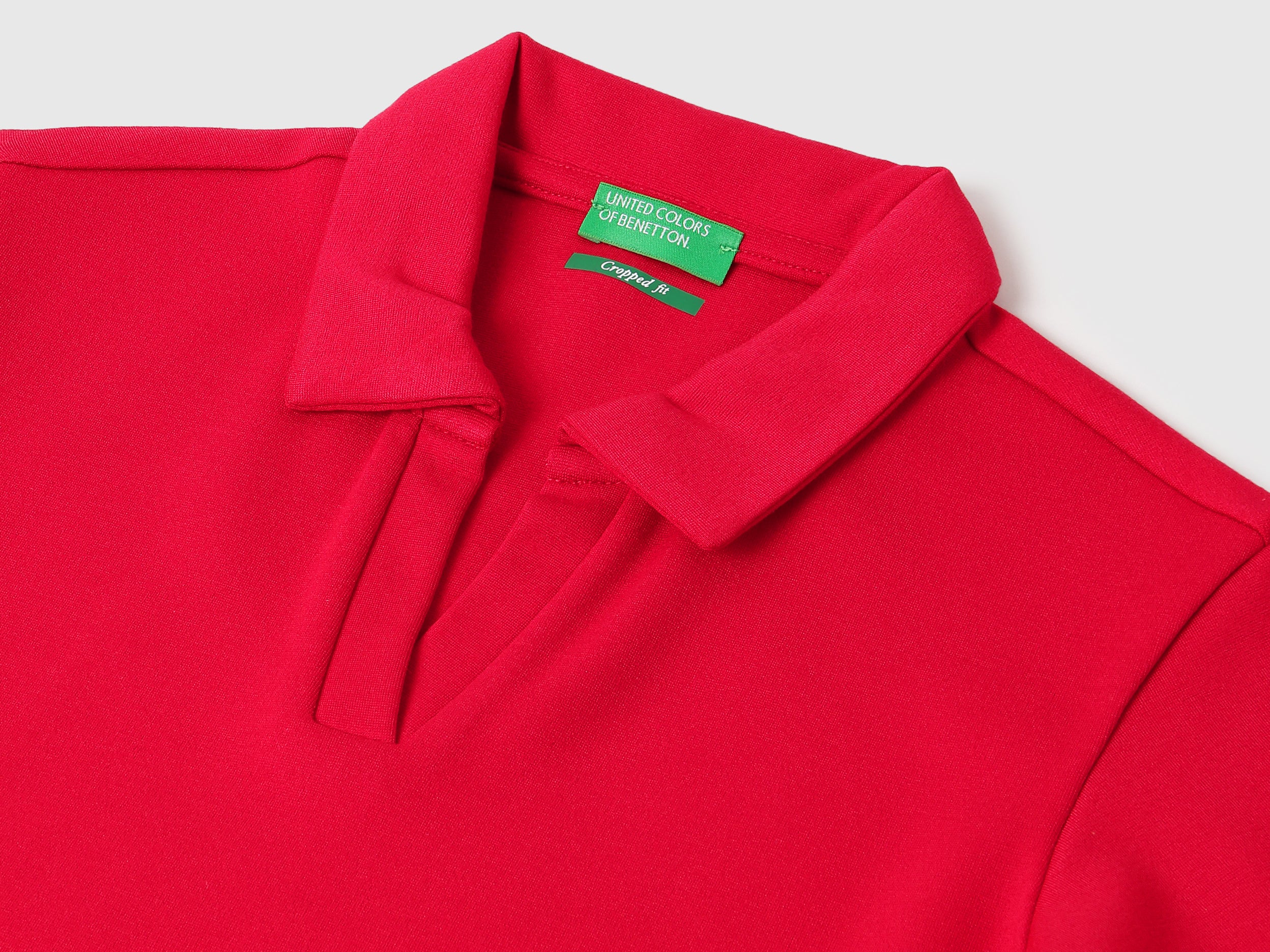 Girls Red Cropped Polo Shirt Viscose Blend