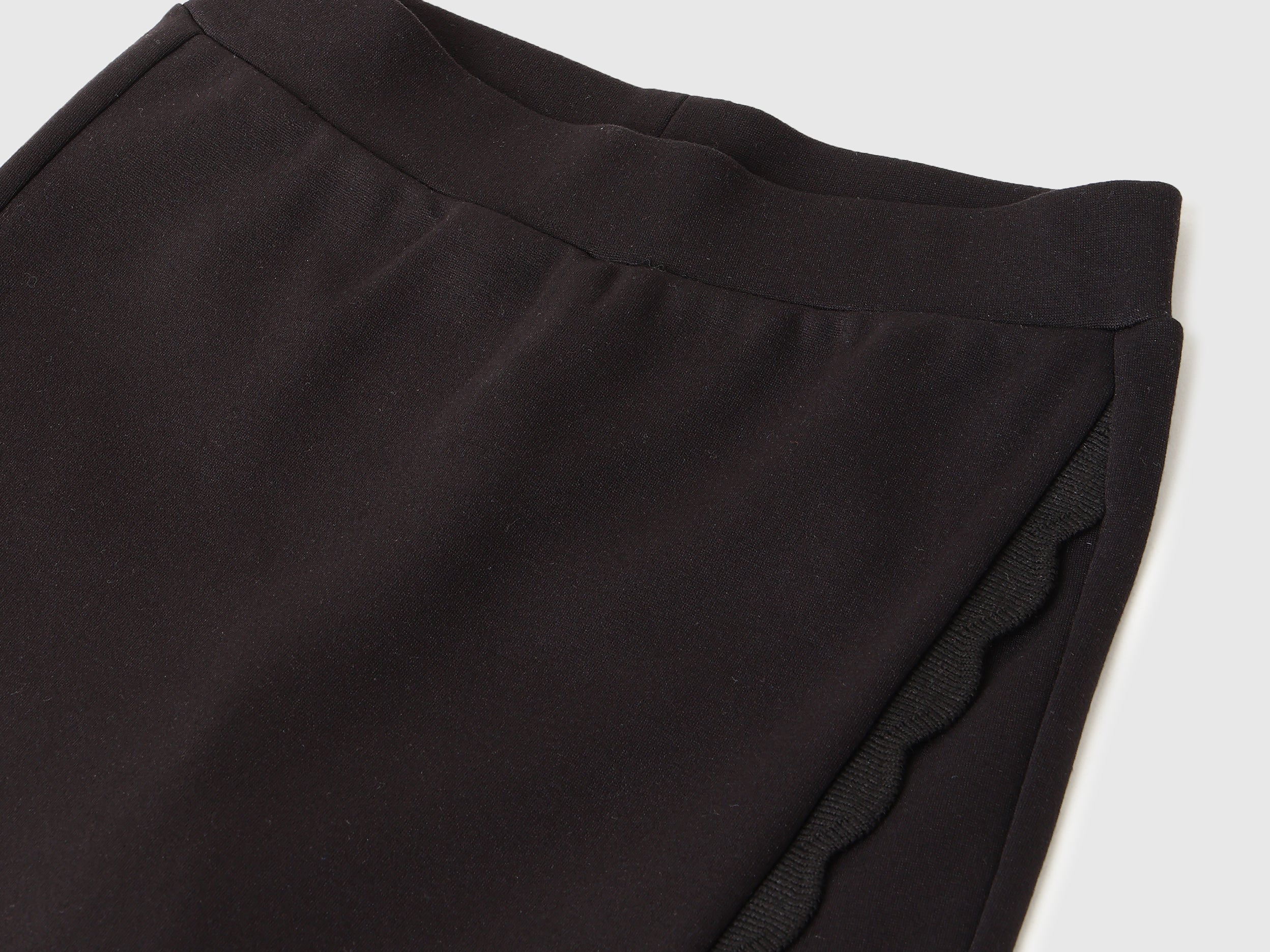 Girls Black Interlock Skirt with Wavy Hem Regular Fit