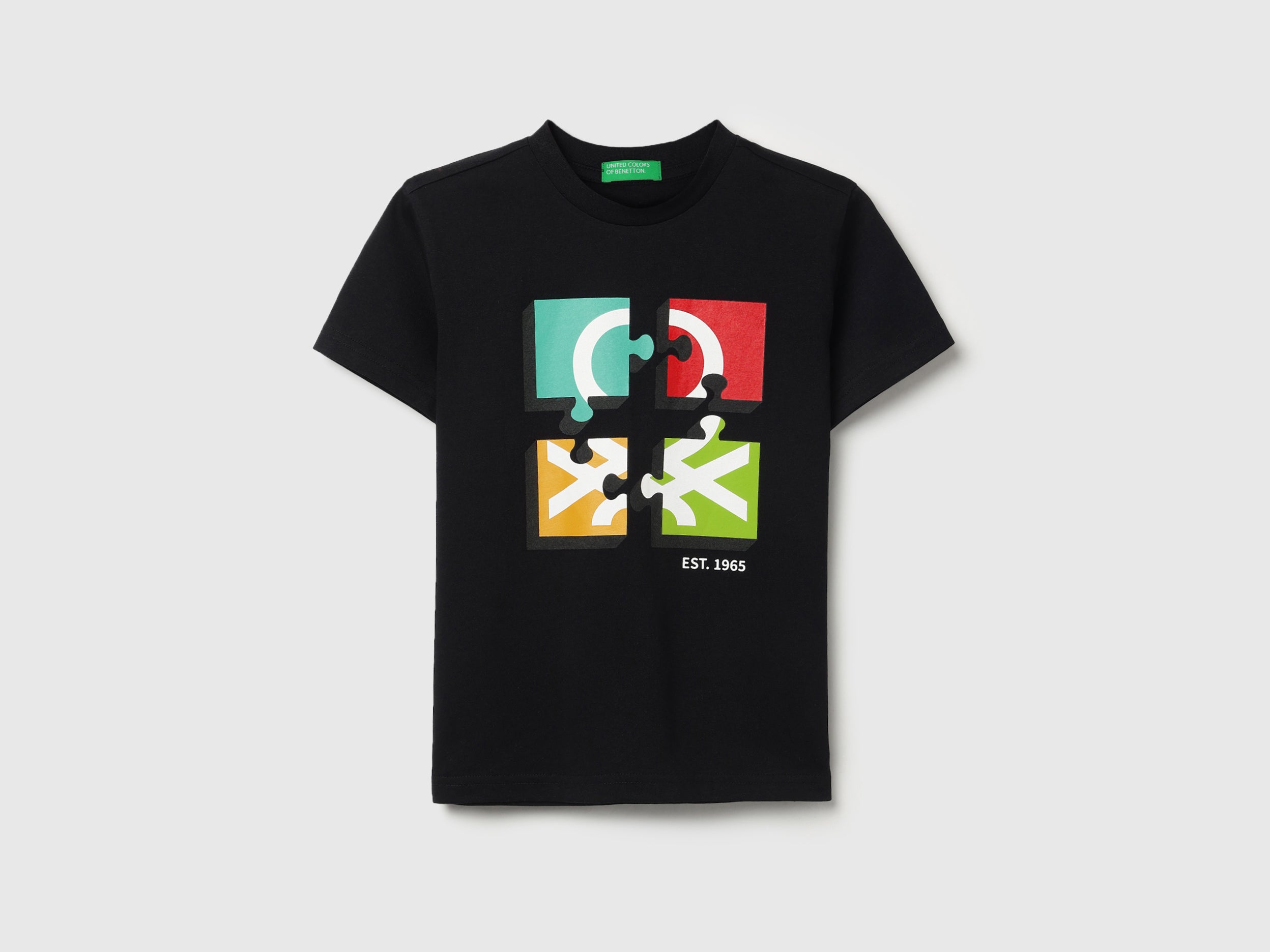 Boys Black Cotton Regular Fit Short Sleeve Branding T-Shirt