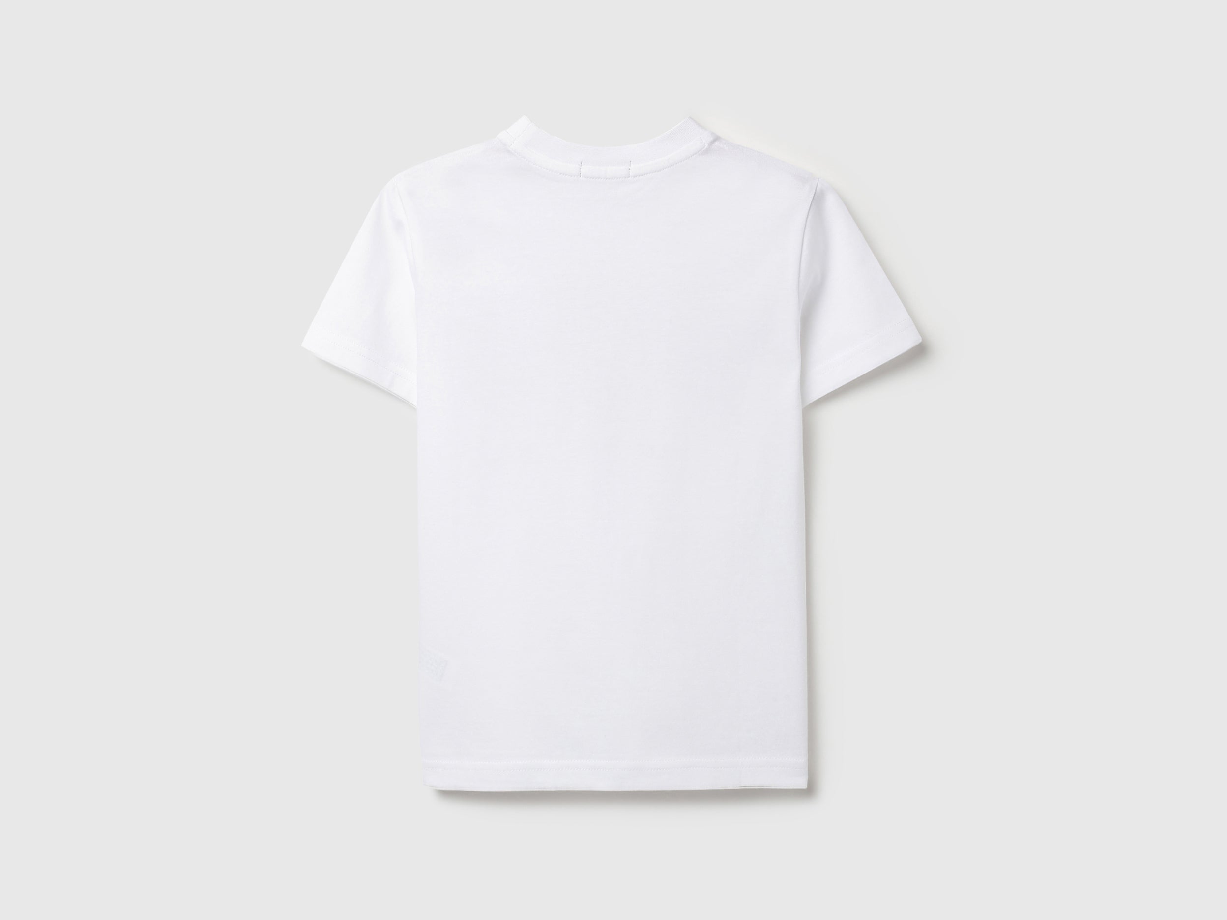 Boys White Cotton Branding T Shirt with Round Neck