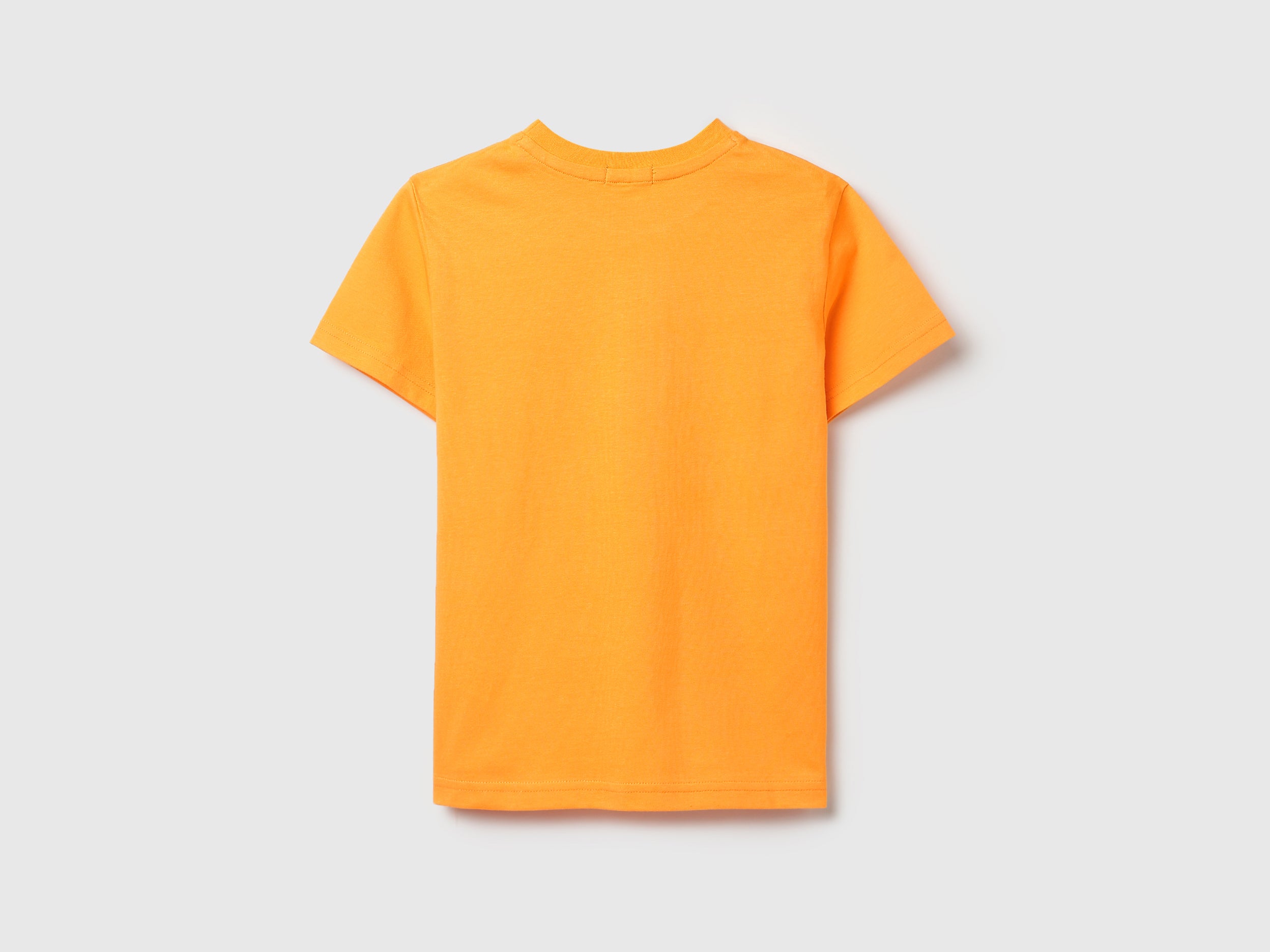 Boys Bright Orange Cotton Branding Regular Fit T-Shirt