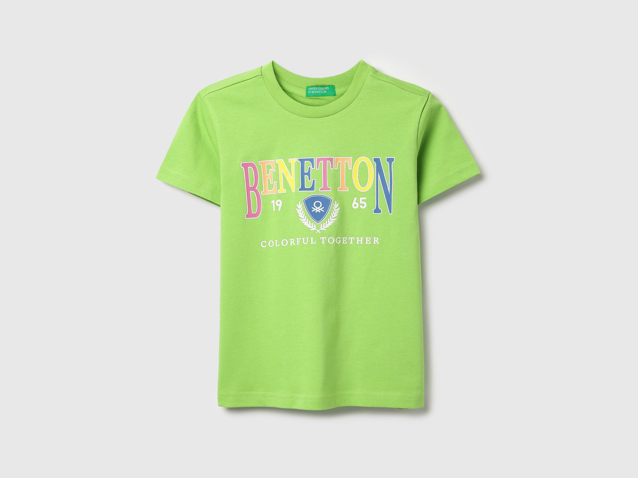 Boys Parrot Green Cotton Branding T Shirt