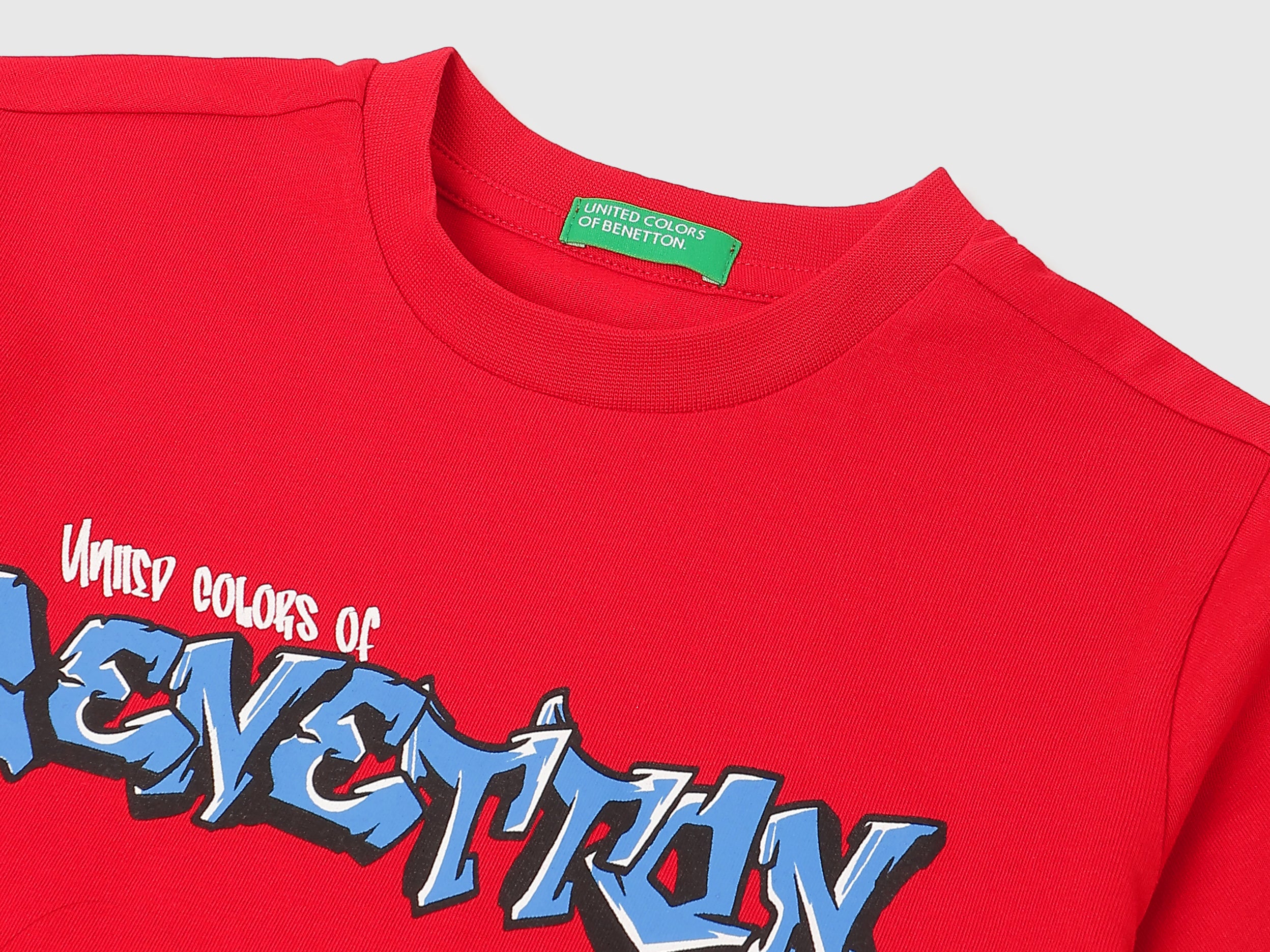 Boys Red Branding Print Cotton T-Shirt