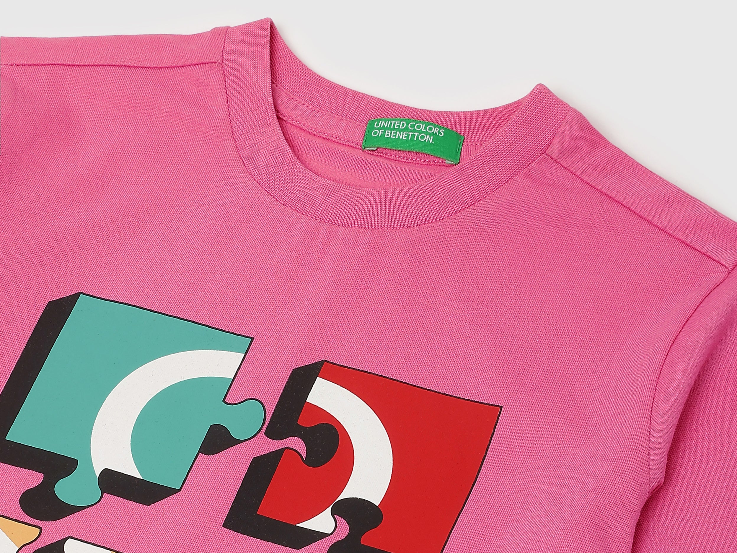 Boys Bright Pink Cotton Regular Fit Branding T-Shirt