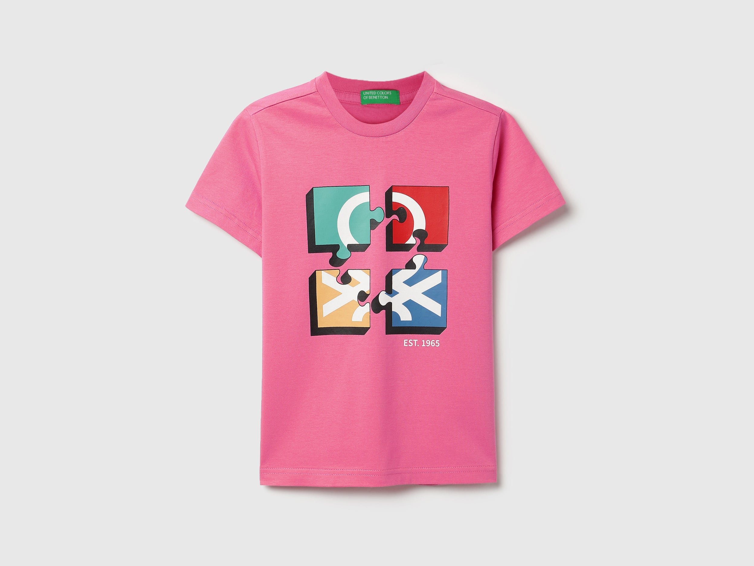 Boys Bright Pink Cotton Regular Fit Branding T-Shirt