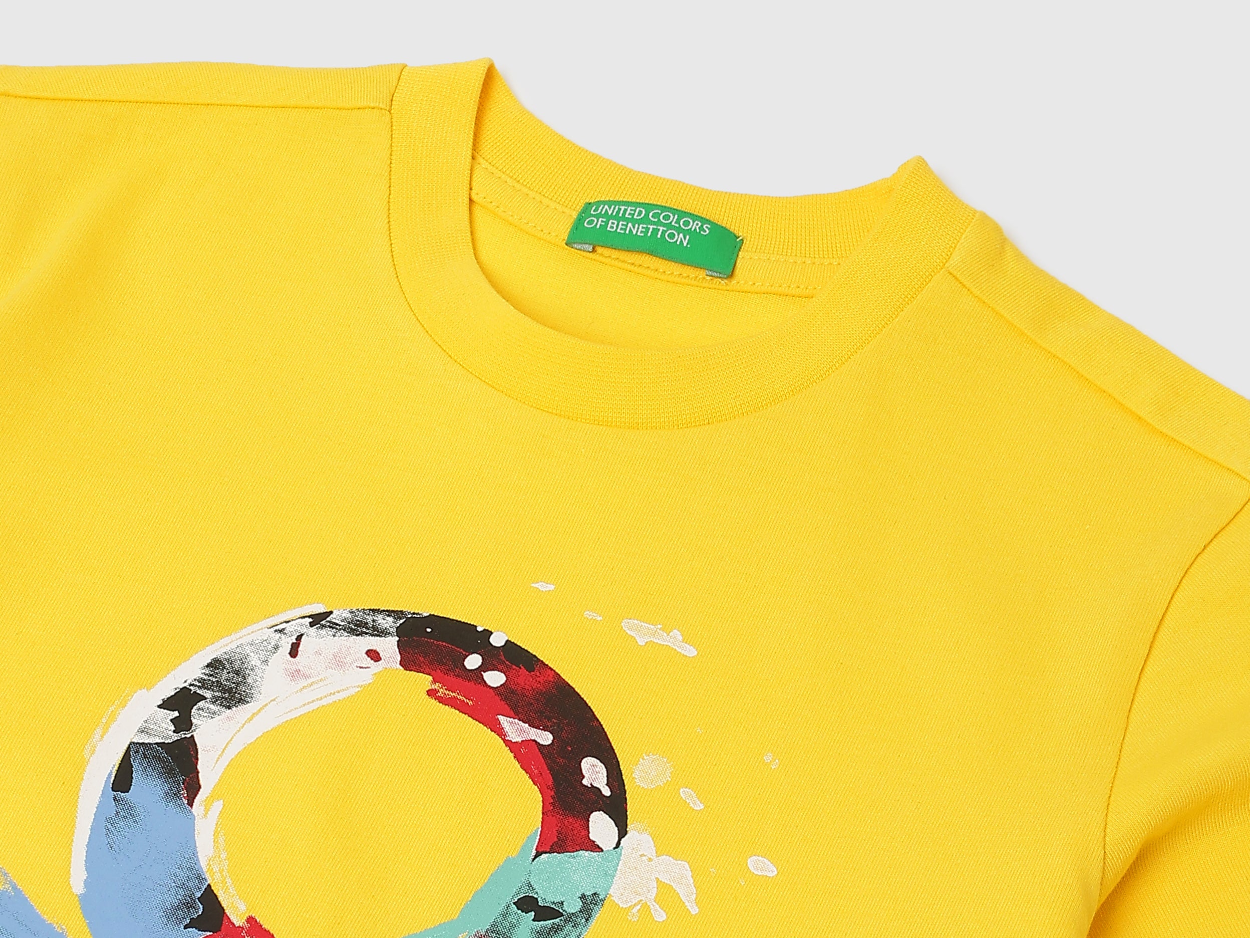 Boys Yellow Branding Print Cotton T-Shirt