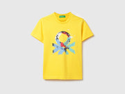 Boys Yellow Branding Print Cotton T-Shirt