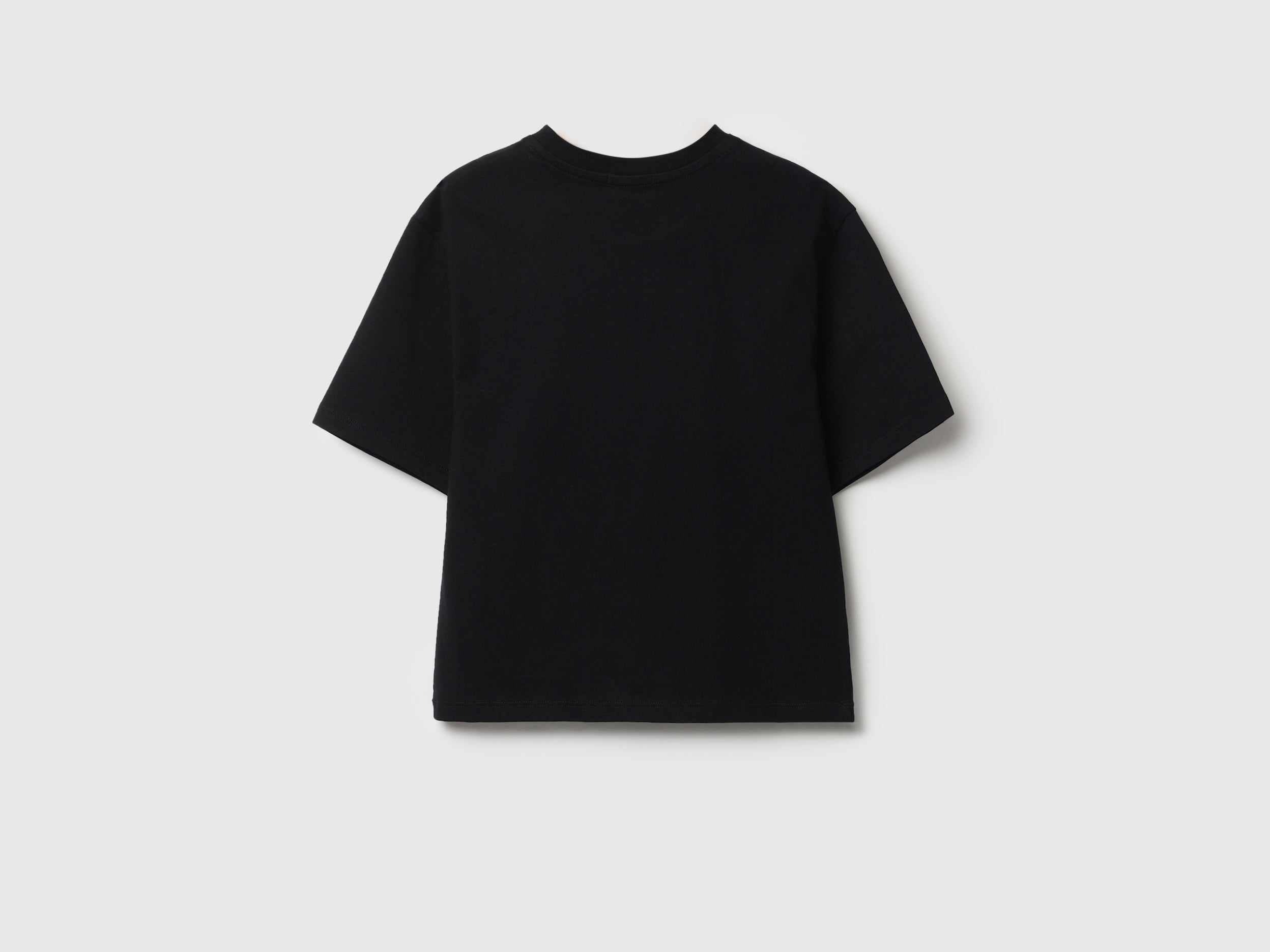 Girls Black Embroidered Cut Out Cotton Crop Tee