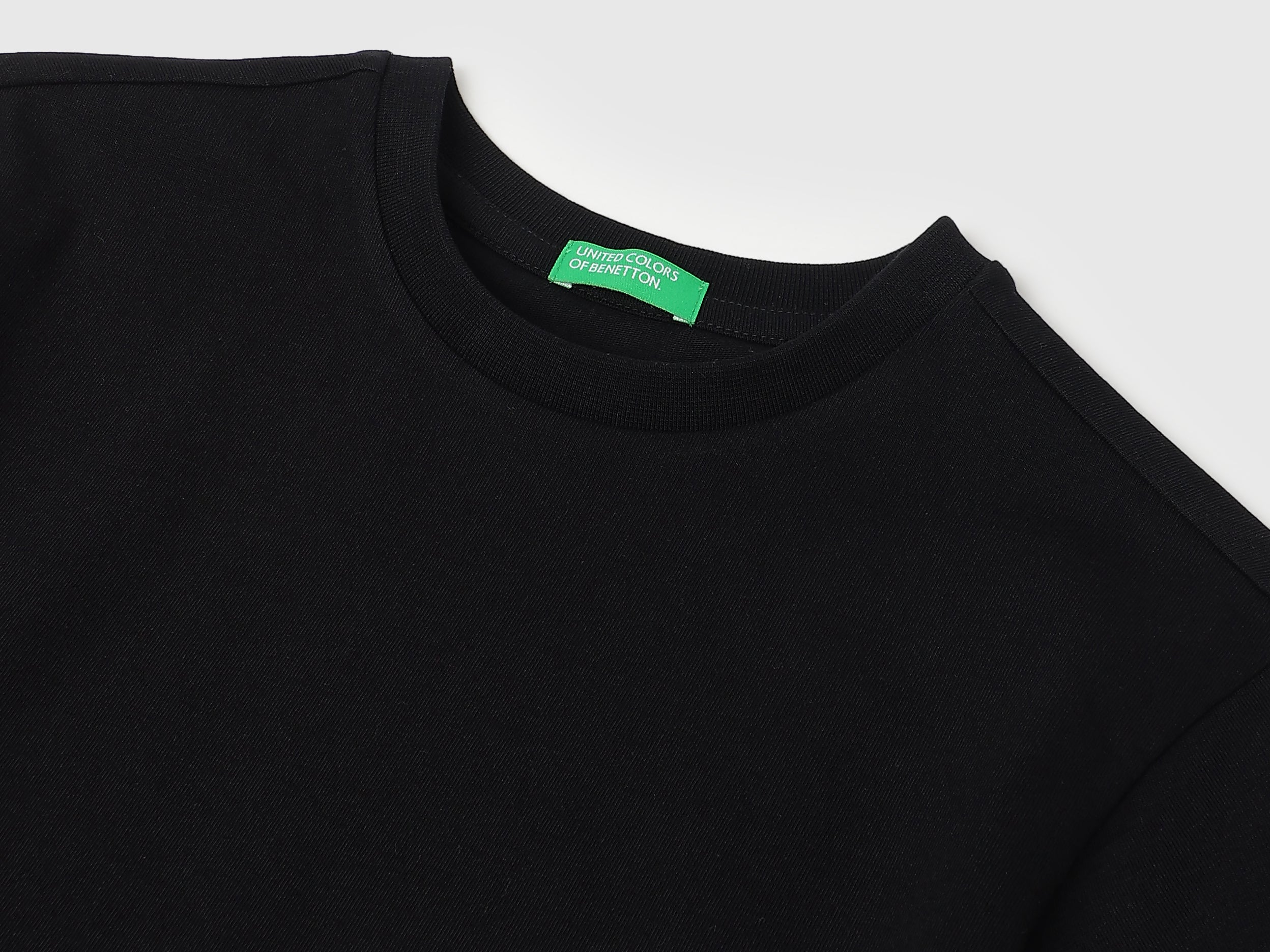 Girls Black Embroidered Cut Out Cotton Crop Tee