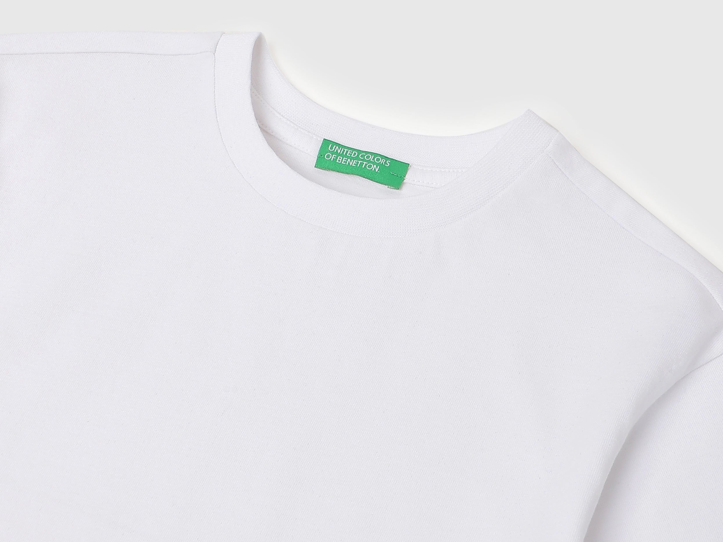 Girls White Embroidered Cut Out Cotton Crop Tee