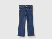 Girls Dark Wash Bootcut Cotton Blend Denim Trousers