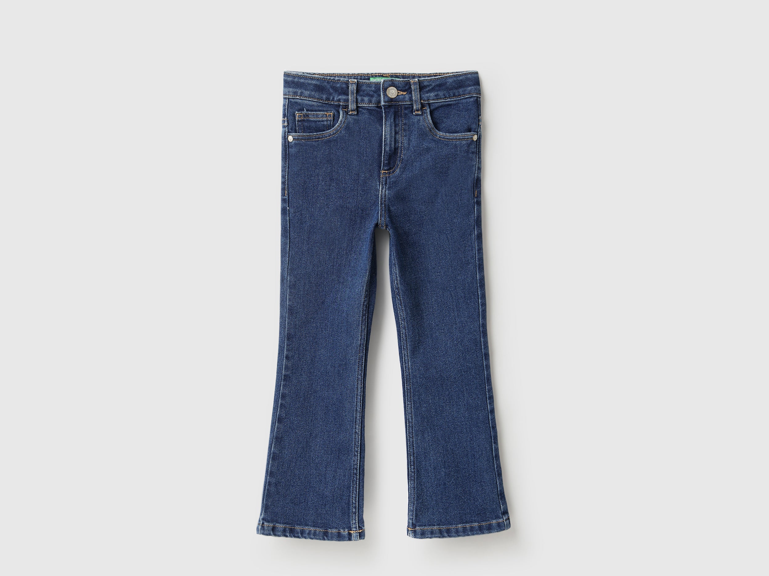 Girls Dark Wash Bootcut Cotton Blend Denim Trousers