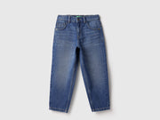 Boys Dark Wash Cotton Denim Trousers – Baggy Fit