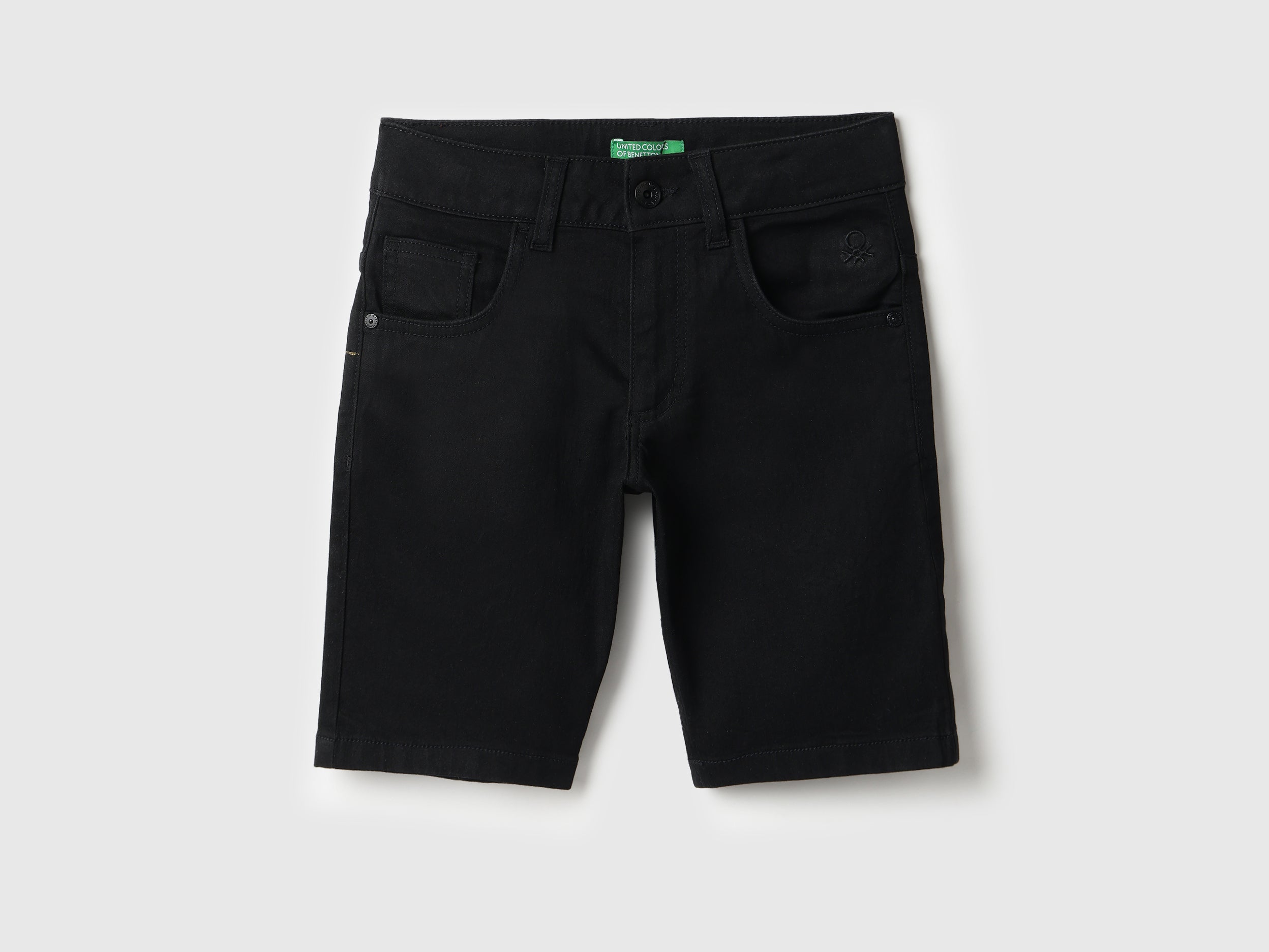 Boys Black Denim Shorts – Regular Fit Cotton Blend