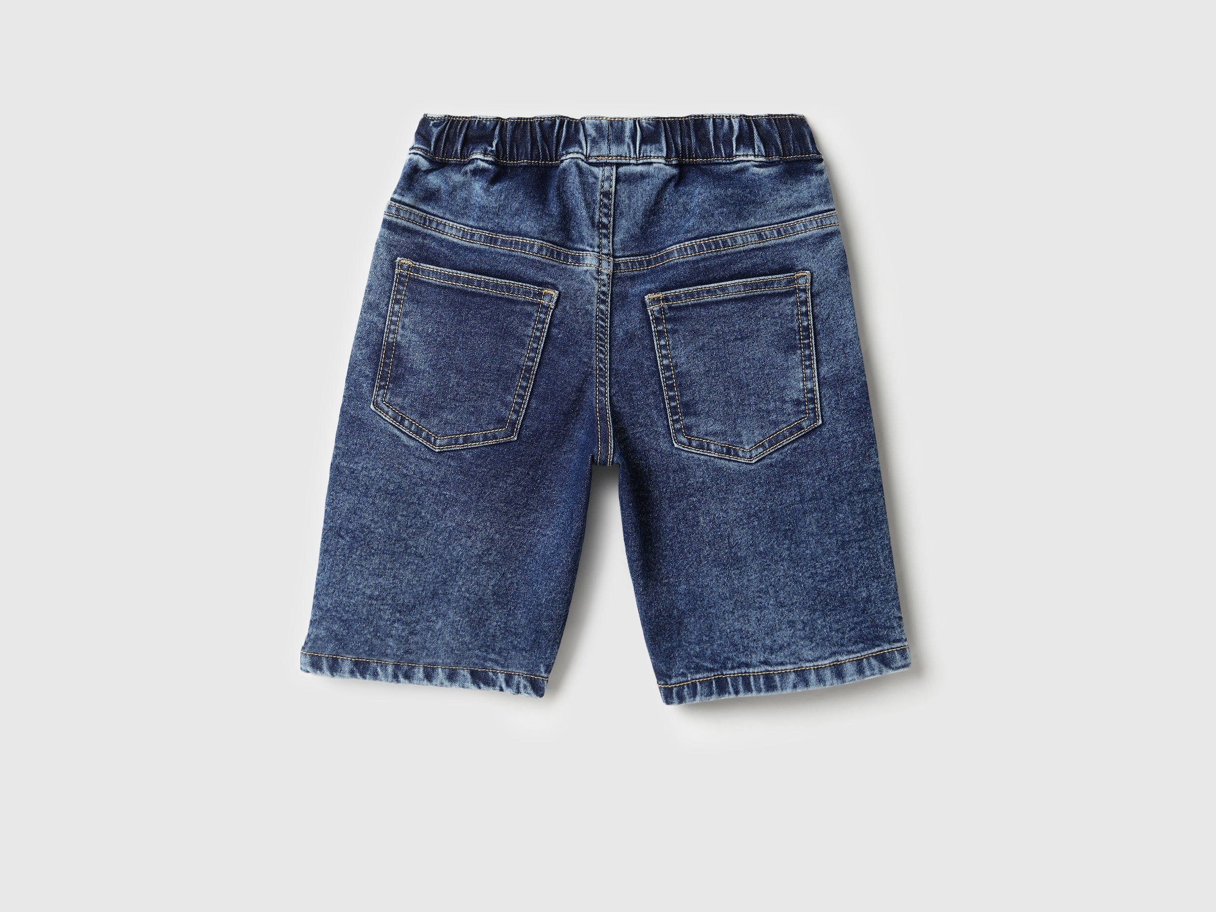 Boys Mid Blue Elasticated Denim Shorts – Regular Fit