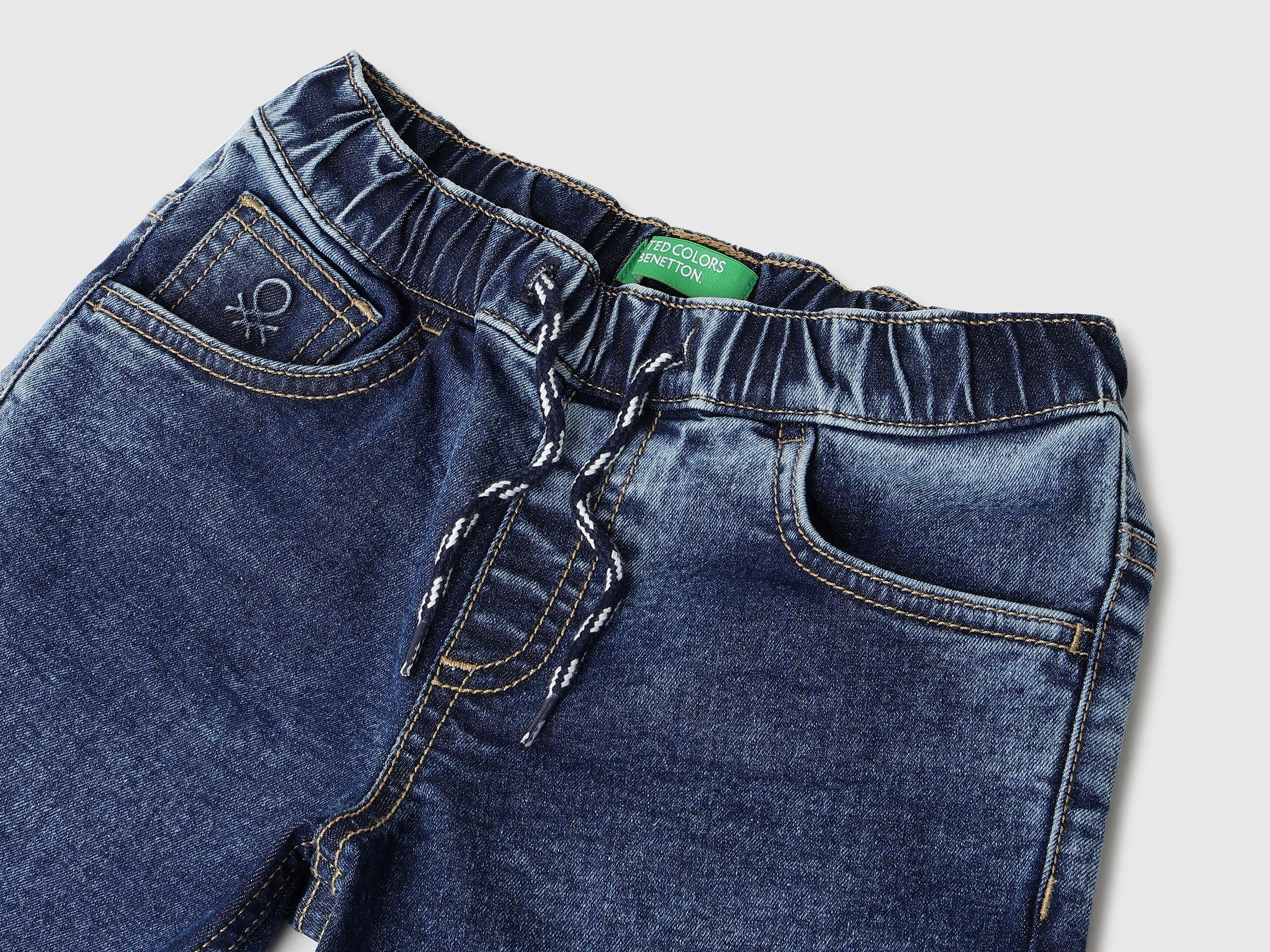 Boys Mid Blue Elasticated Denim Shorts – Regular Fit