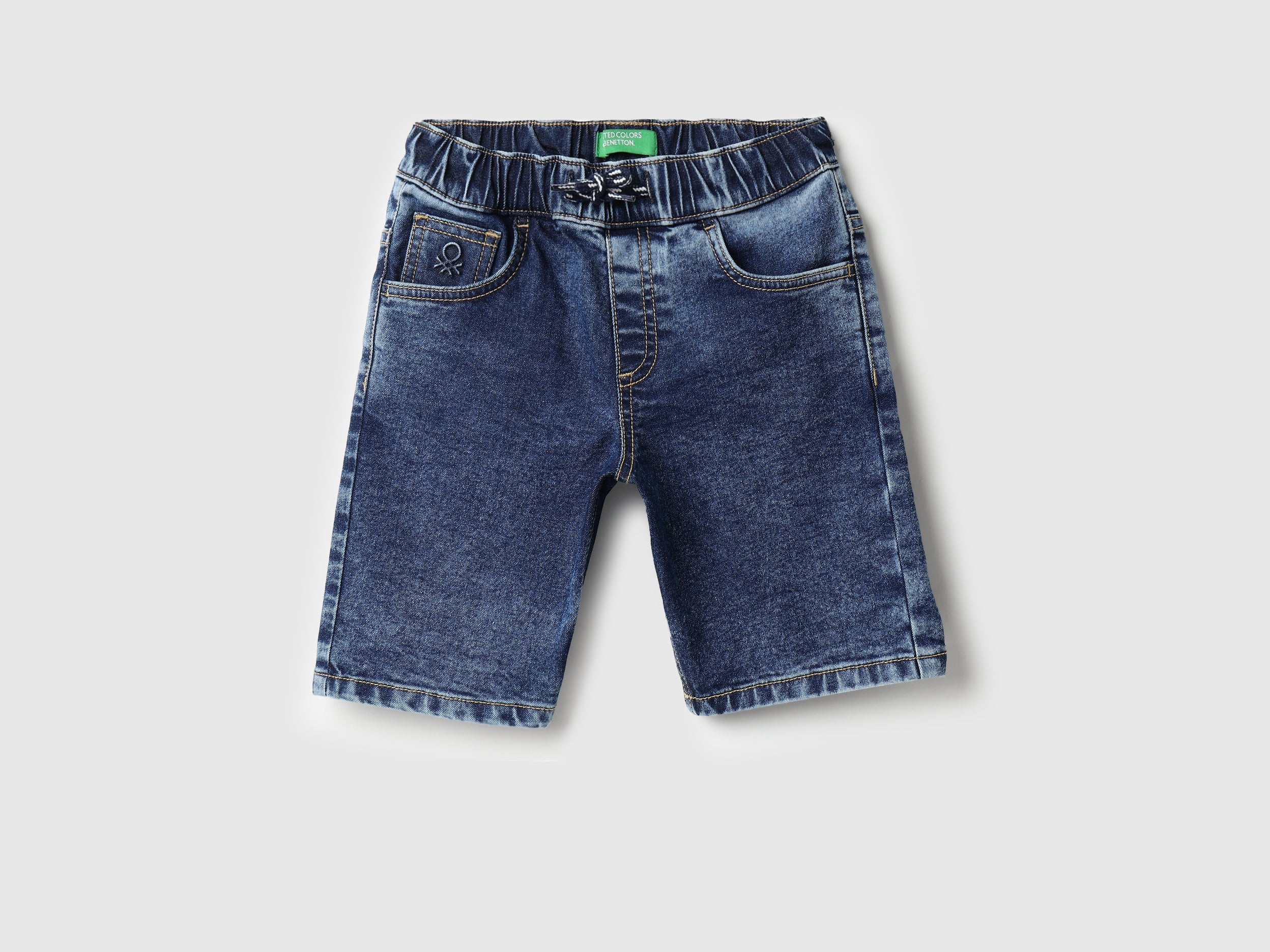 Boys Mid Blue Elasticated Denim Shorts – Regular Fit