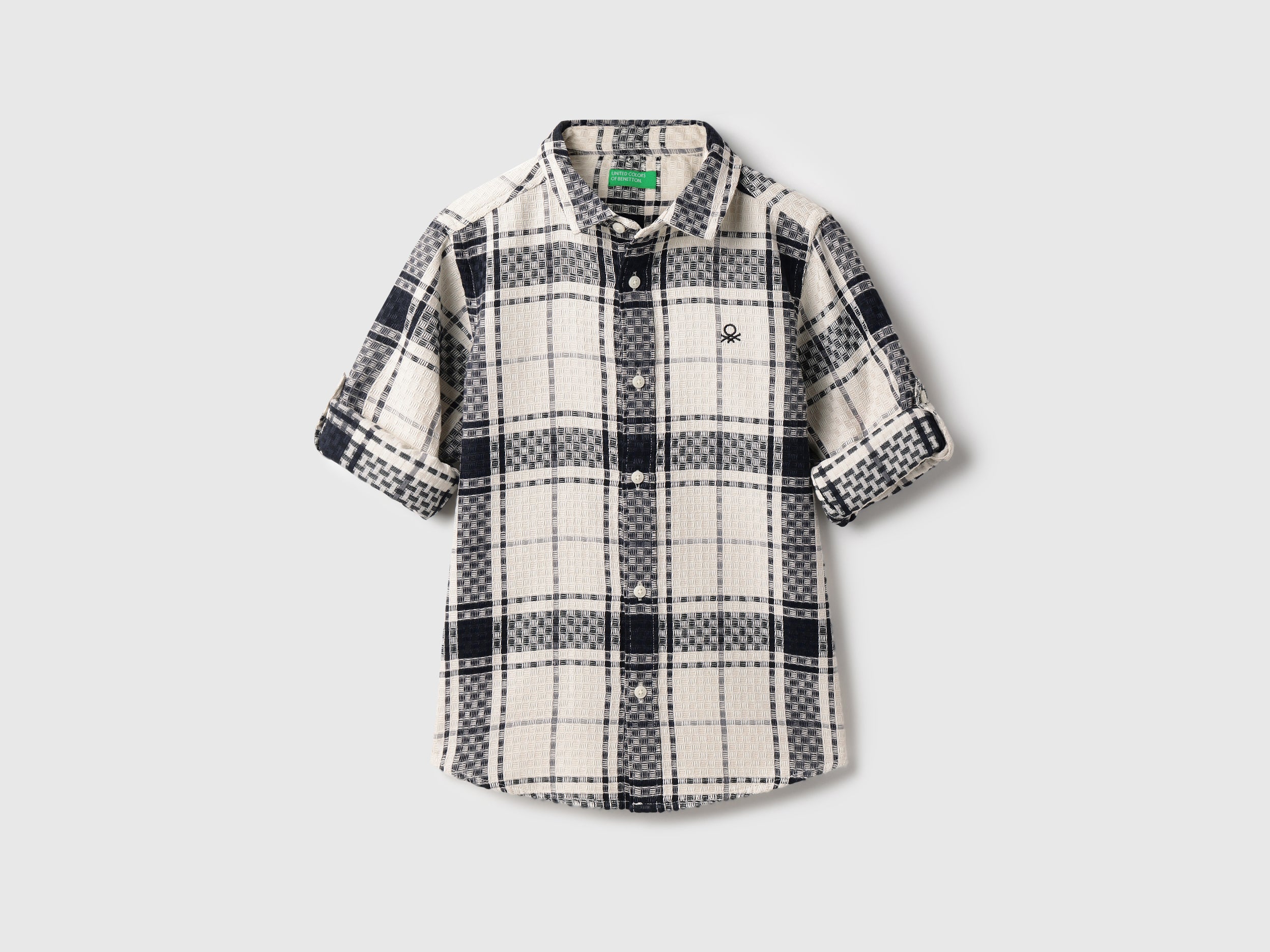 Boys Off White Monochrome Check Regular Fit Casual Shirt
