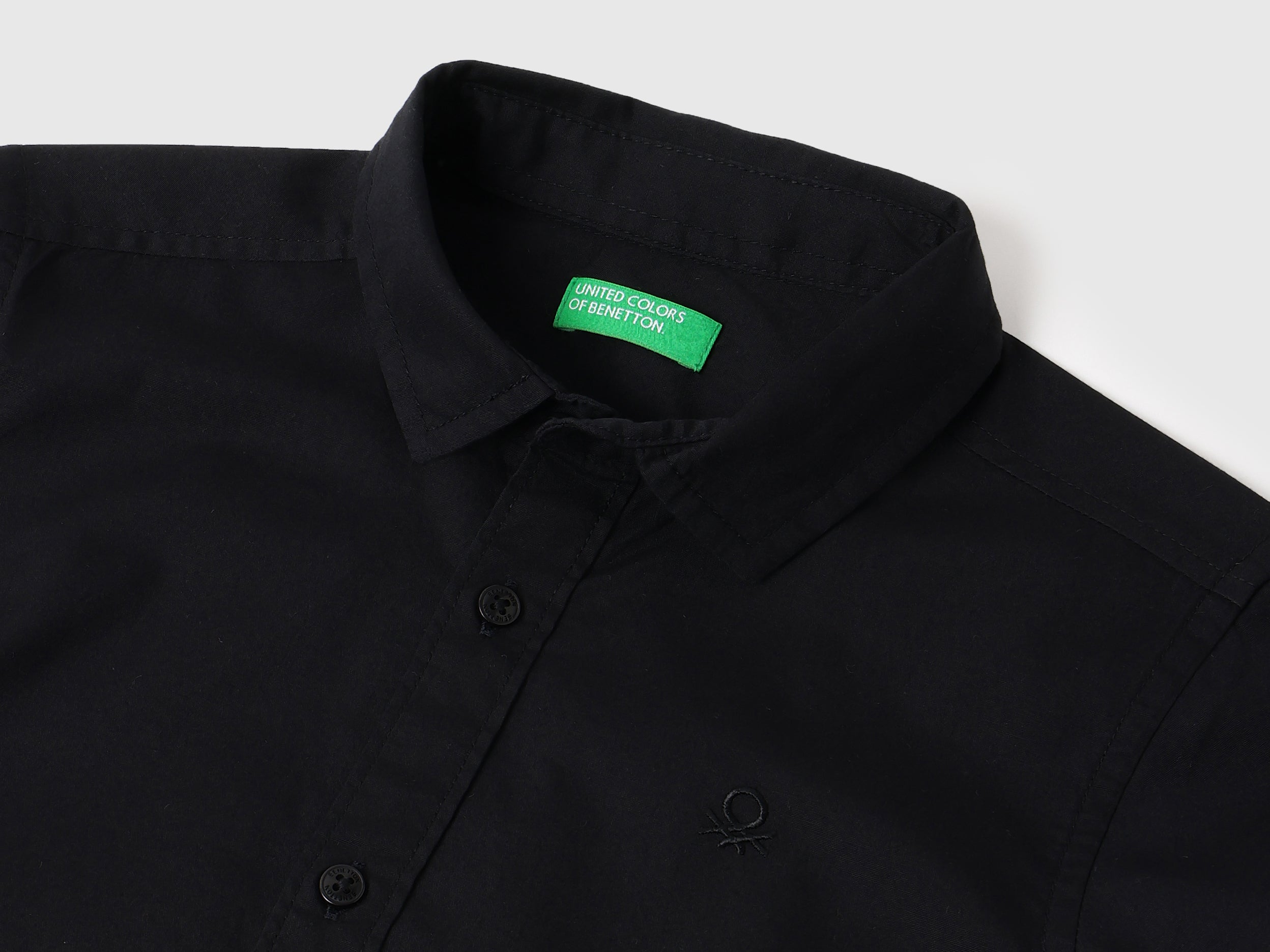 Boys Black Cotton Poplin Shirt – Regular Fit