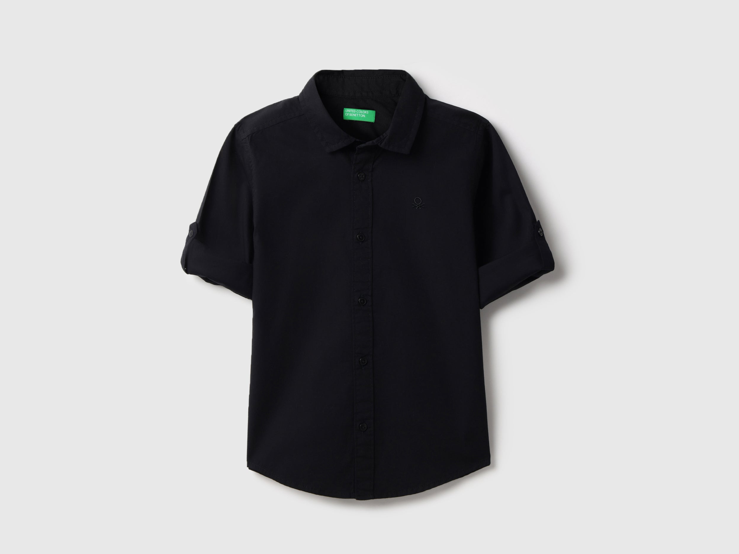 Boys Black Cotton Poplin Shirt – Regular Fit