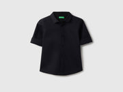 Boys Black Cotton Poplin Regular Fit Casual Shirt