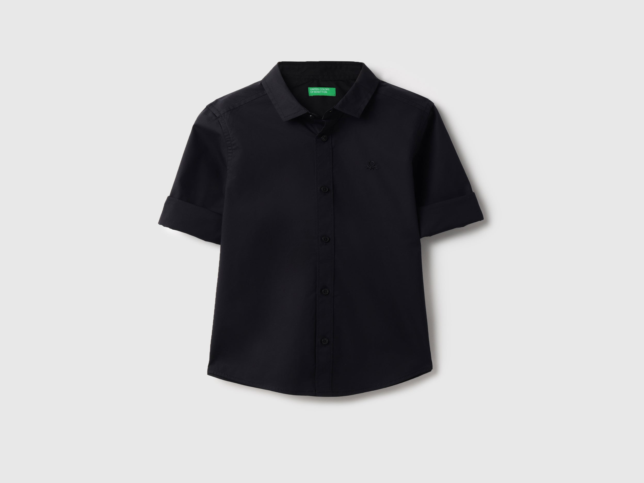 Boys Black Cotton Poplin Regular Fit Casual Shirt