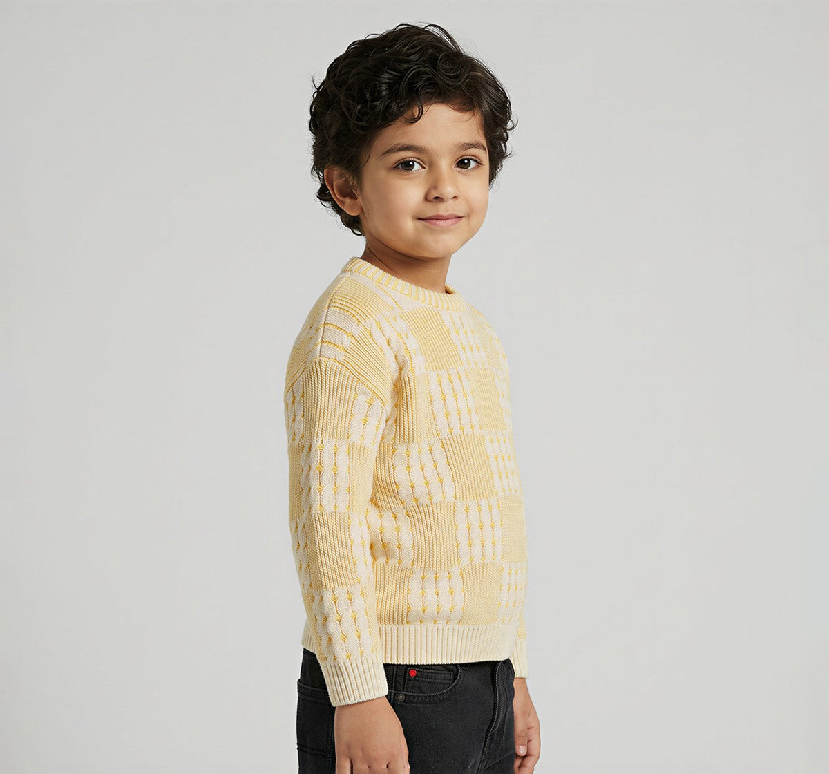 Flat Knit Cabling Sweater Yellow