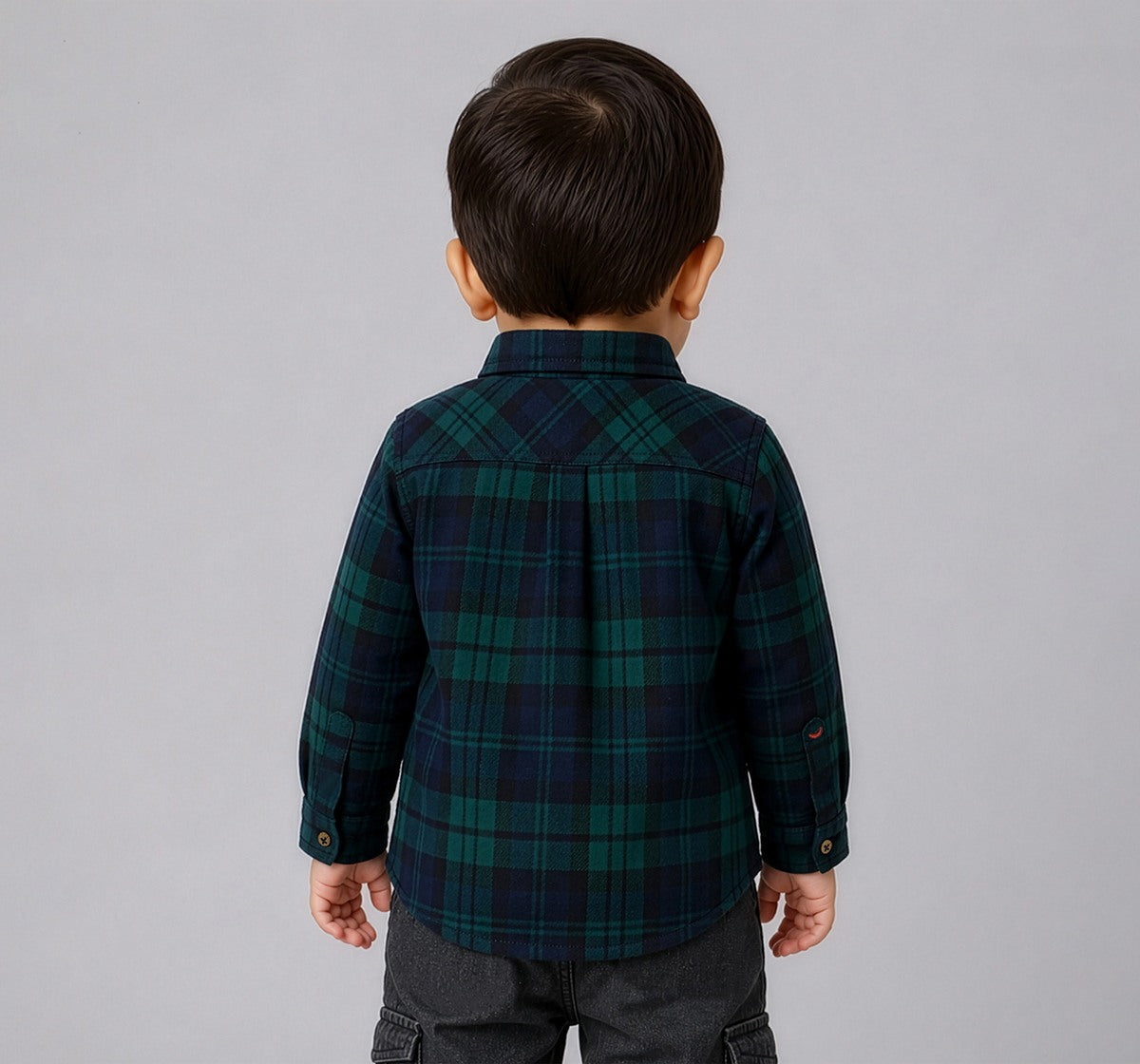 Full Sleeve Checks Shirt with Applique Green