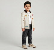 Woven Jacket with Badges Beige