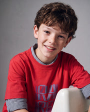 Rare Ones Boys Clyde Regular Fit Cotton T-Shirt - Red