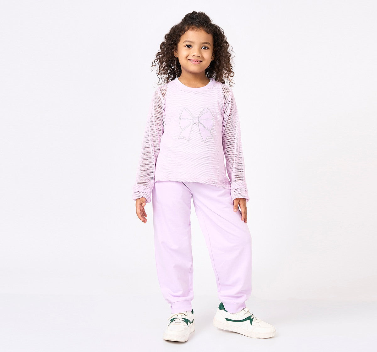 Cotton Mesh Top with Bottom 3 Pc Set Lilac