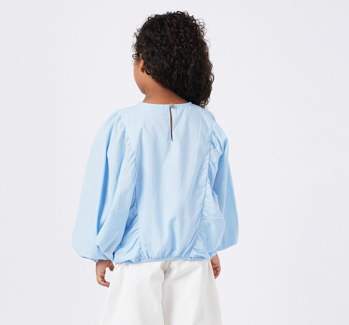 Slub Top with Embroidery Blue