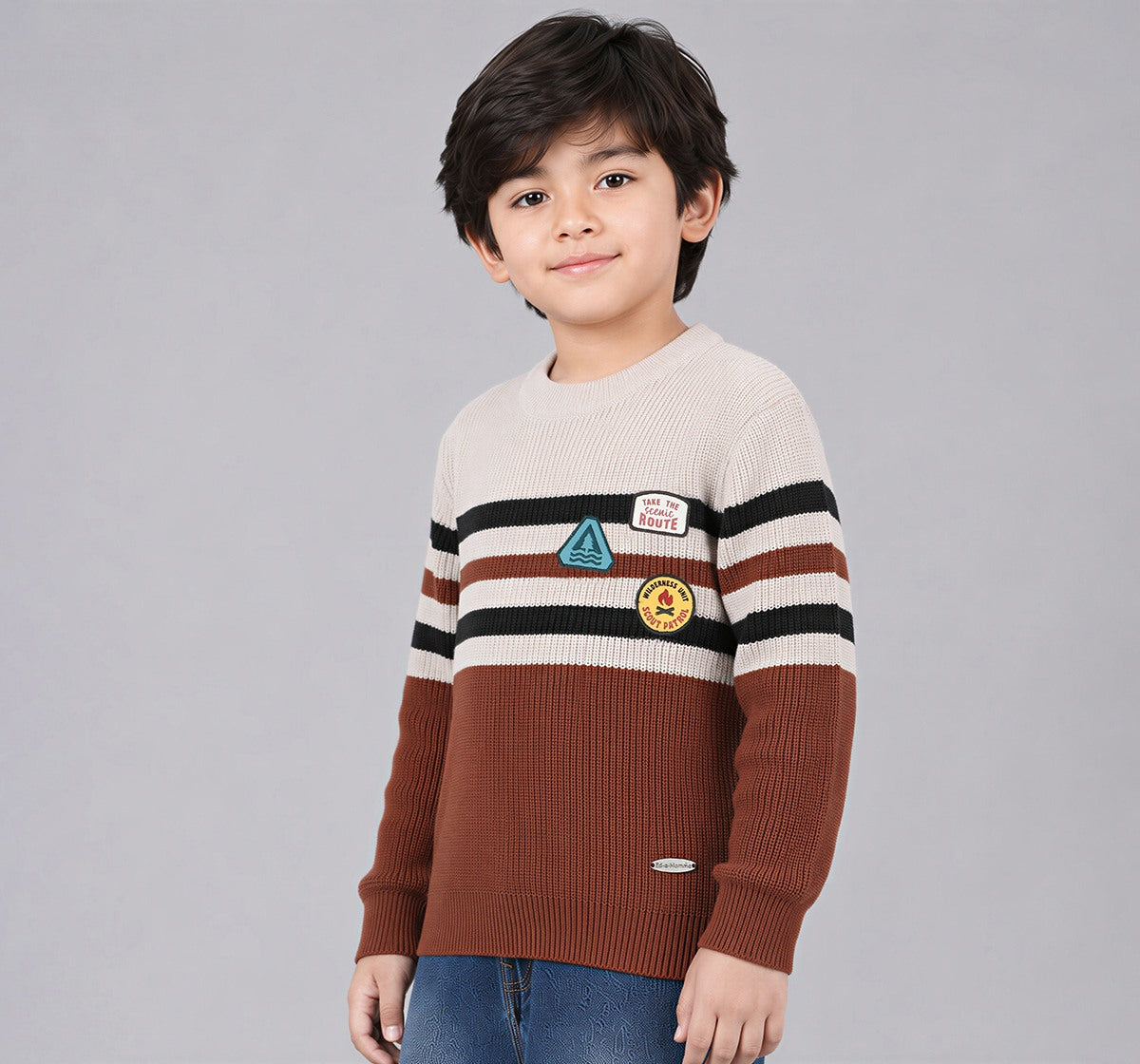 Flat Knit Sweater Brown