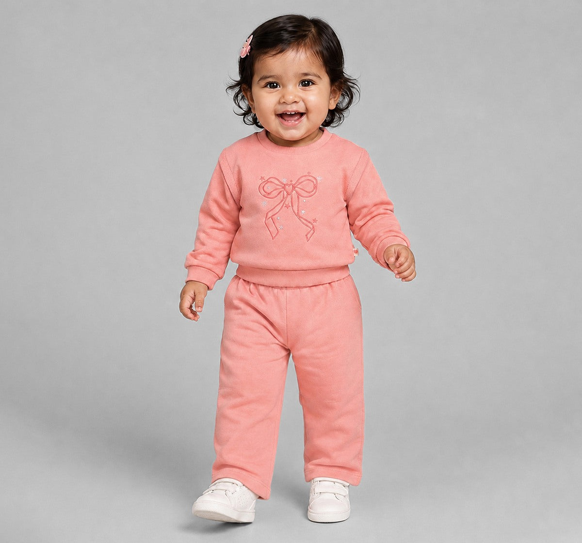 Looper Set-Sweatshirt & Wide Leg Bottoms Peach