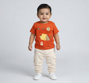Regular Fit Tshirt with Chest Print Orange