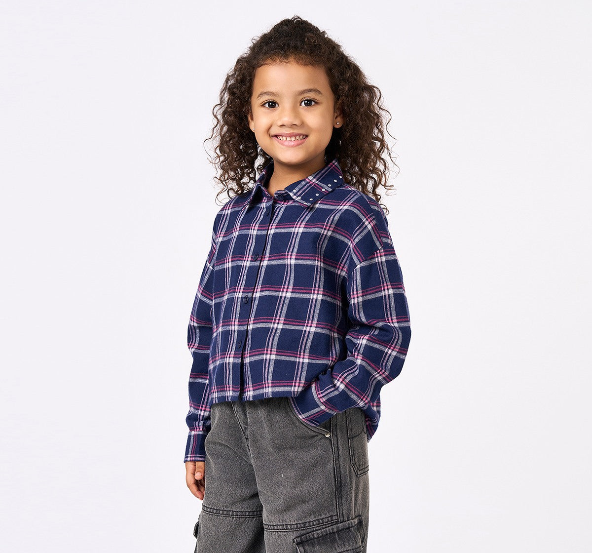 Y/D Check with Silver Lurex Shirt Blue