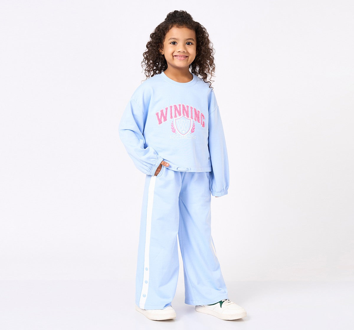 T Shirt with Wide Leg Bottom Set Blue
