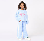 T Shirt with Wide Leg Bottom Set Blue