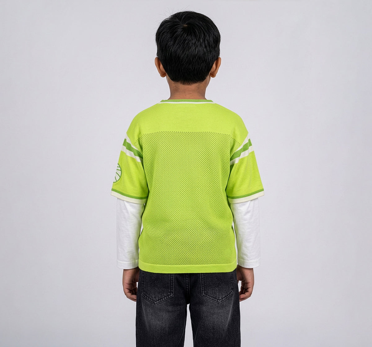 Flatknit T-Shirt with Doctor Sleeve Neon Green