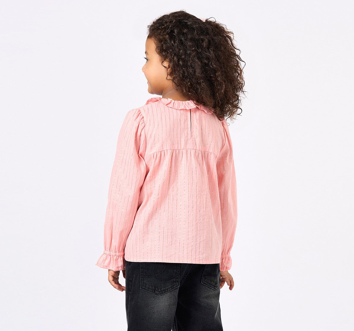 Lurex Stripe Top with Lurex Heart Emb Peach