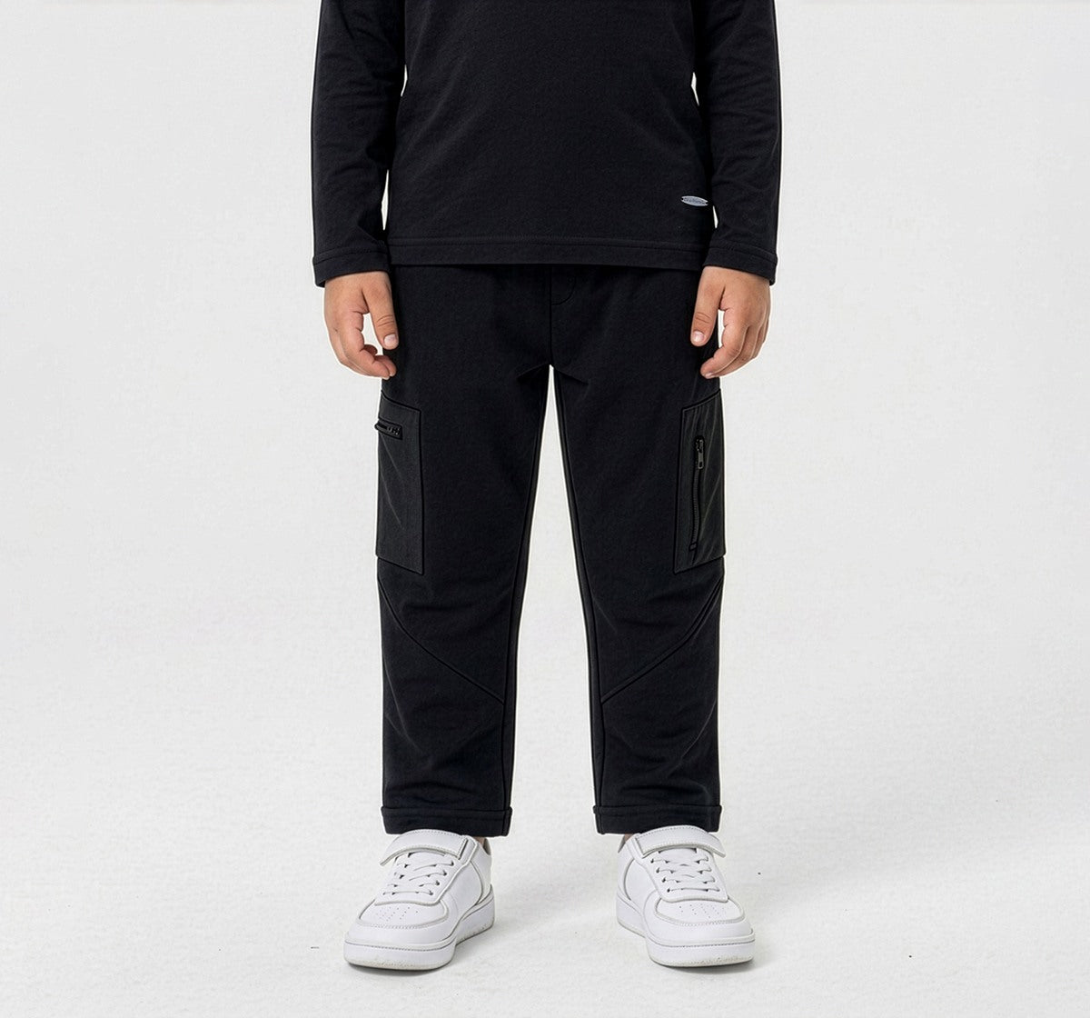Knit Jogger with Cut and Sew Detail Black
