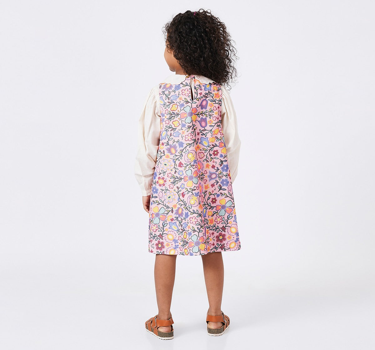A Line Dress with Scalloped Collar Top Multicolor