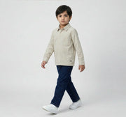 Full Sleeves Yarn Dyed Striper Shirt Beige