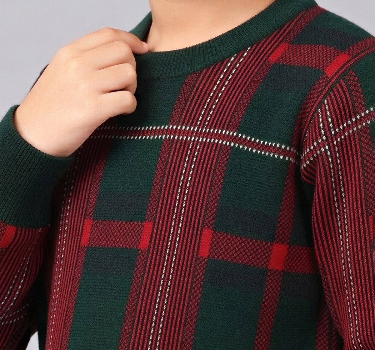 Flat Knit Jacquard Sweater Teal