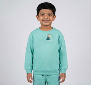 Boys Mint Green Cotton Blend Graphic Print Sweatshirt