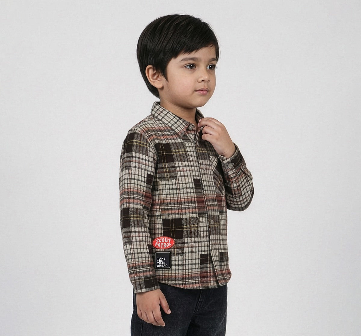 Checks Shirt with Embroidered Badges Multi