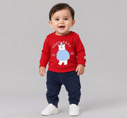 Sweatshirt with Applique & Print Red