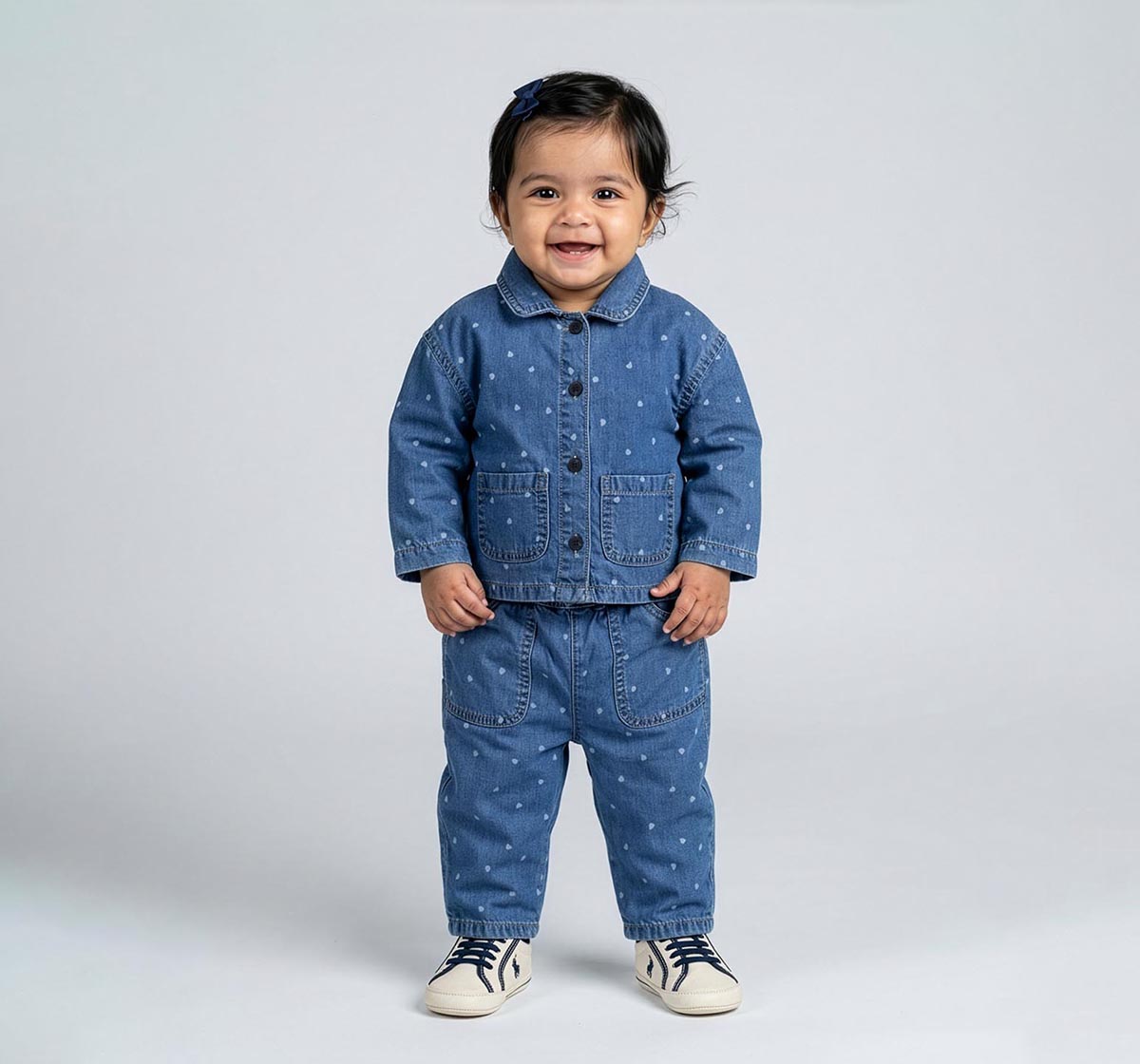 Printed Shacket & Denim Set Blue