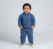 Printed Shacket & Denim Set Blue
