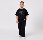 Looper T Shirt with Lurex Embroidery Black